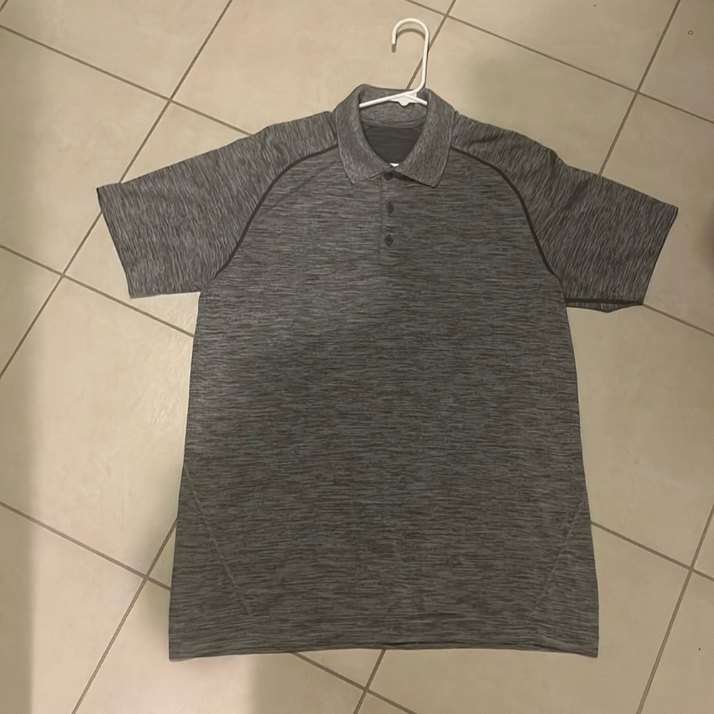 Lululemon polo (Large) Get outside Get Sweaty like new lighter gray (Irl)